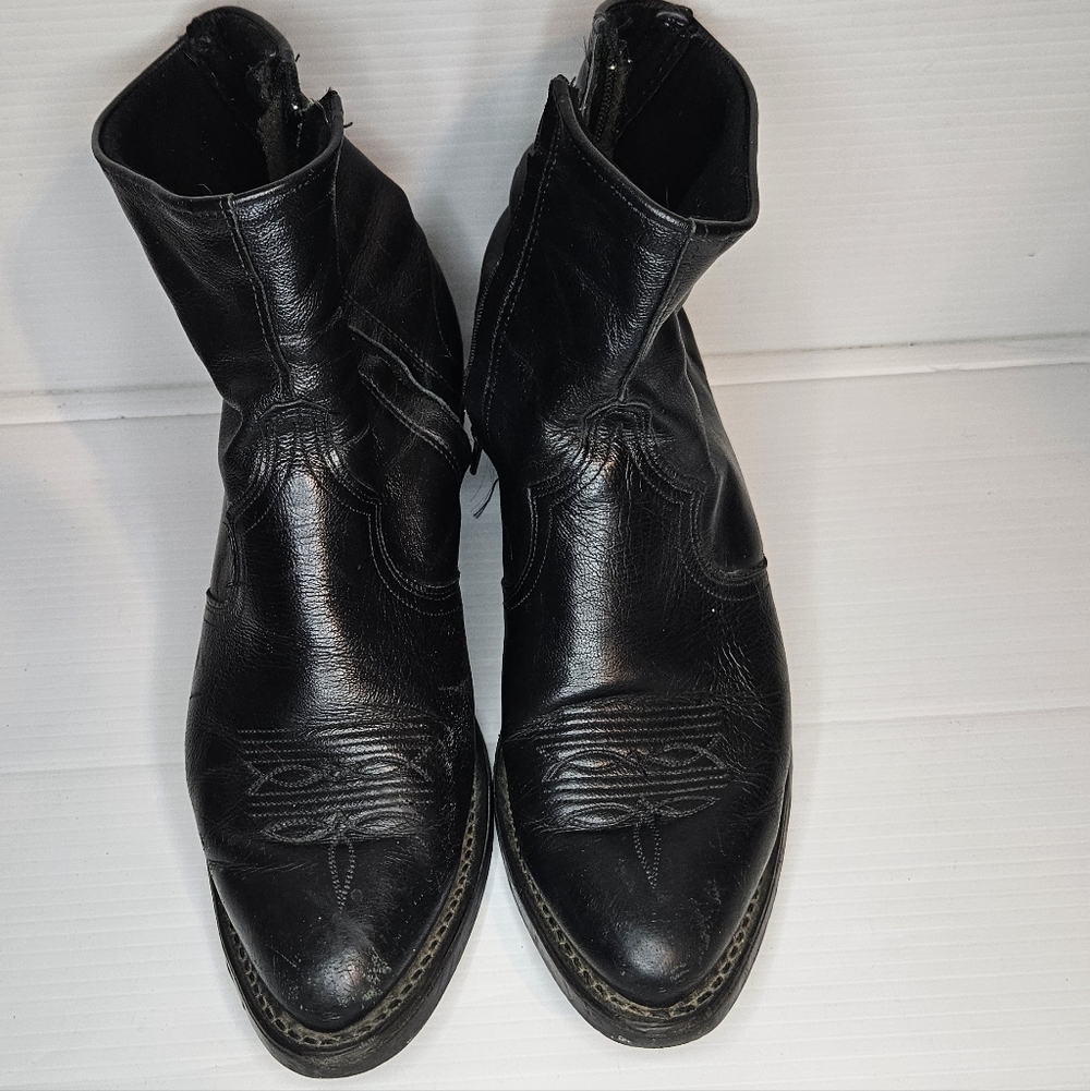 Sage by ABILENE Men’s #3151 Black Western Leather Side Zip Boots Size 10